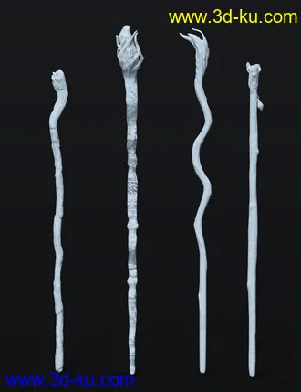 3D打印模型BW Wizard Wooden Staffs Set for Genesis 8.1 (1)的图片