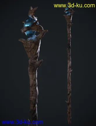 3D打印模型BW Wizard Wooden Staffs Set for Genesis 8.1 (1)的图片