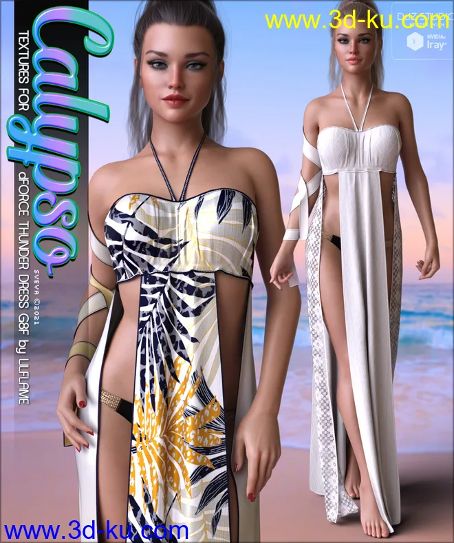 Calypso Textures for dForce Thunder Dress G8F模型的图片1
