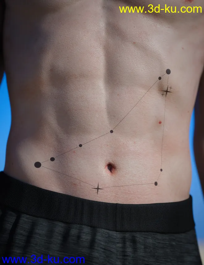 Capricorn Zodiac Tattoo for Genesis 8.1模型的图片3