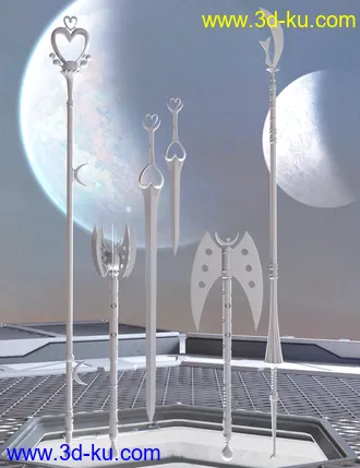 3D打印模型Celestial Moon Weapons Collection的图片