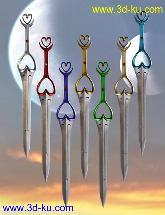 3D打印模型Celestial Moon Weapons Collection的图片