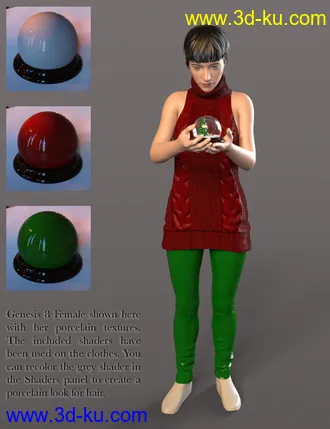 3D打印模型Christmas Snow Globe and Poses for Genesis 8 Female的图片