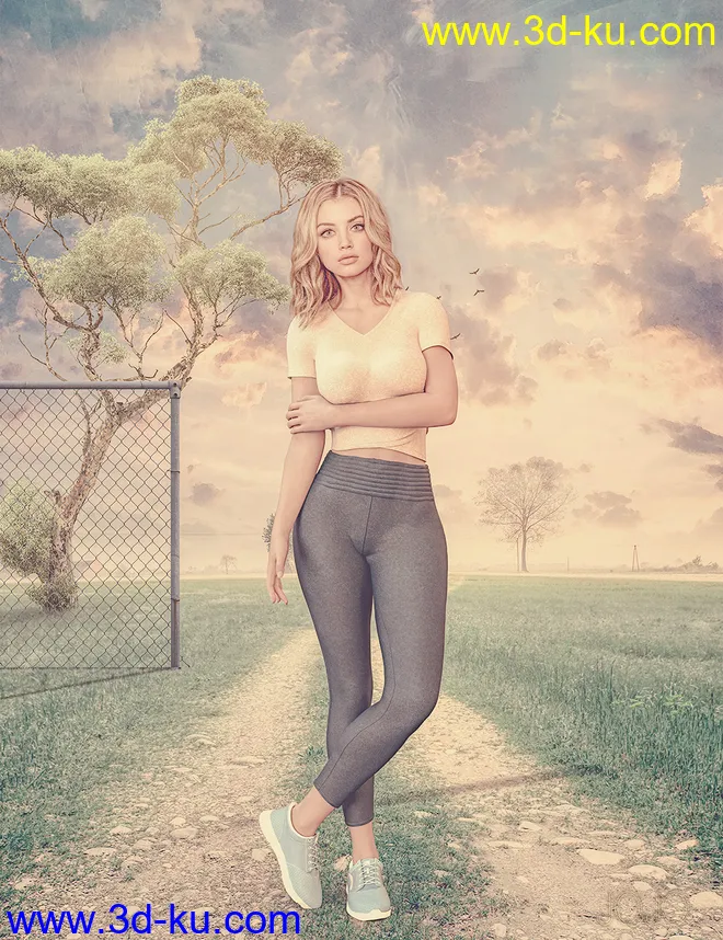 Cute and Simple Outfit for Genesis 8.1 Female模型的图片1