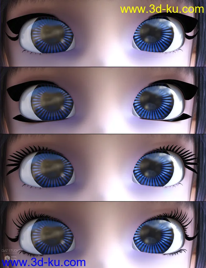 Dark Anime Eyes & Lashes for Genesis 8 Female(s)模型的图片10