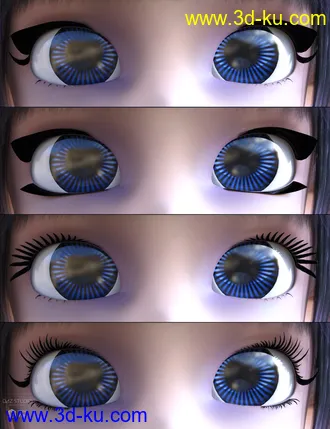 3D打印模型Dark Anime Eyes & Lashes for Genesis 8 Female(s)的图片