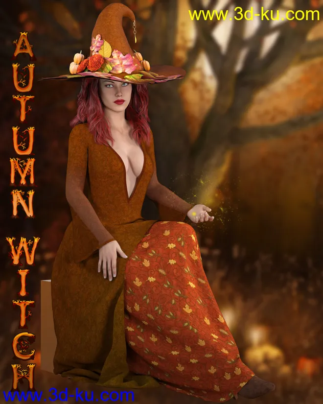 dforce - Autumn Witch Genesis 8模型的图片1