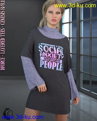 3D打印模型dforce - Layered Tees - Genesis 8的图片