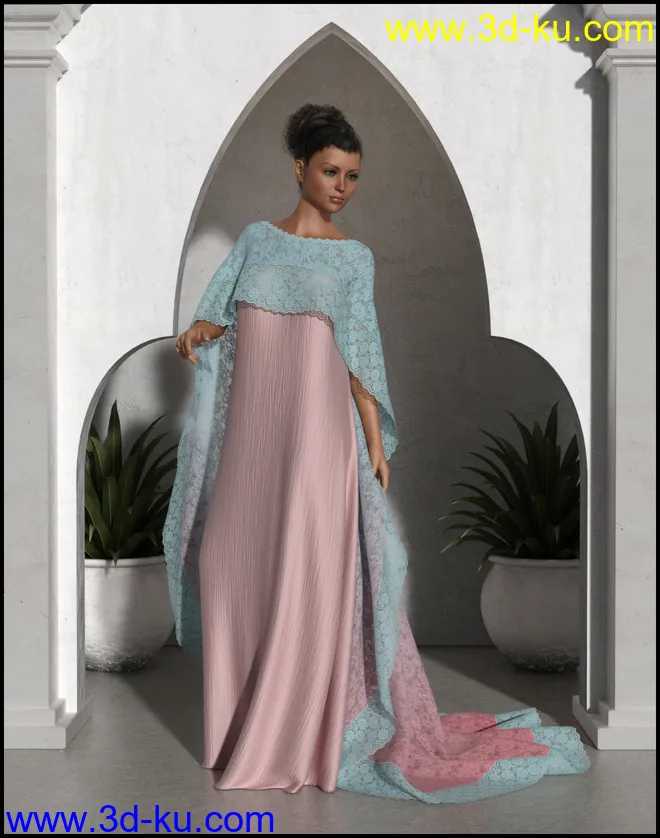 dForce - Long Train Cape - G8F模型的图片1