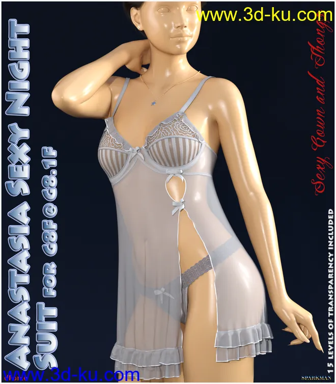 dForce Anastasia Sexy Night Suit for Genesis 8 Female @ Genesis 8.1 Female模型的图片1