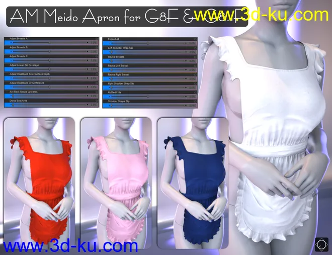 dForce Aprons Mega Pack for Genesis 8 and 8.1 Females模型的图片2