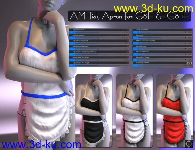 dForce Aprons Mega Pack for Genesis 8 and 8.1 Females模型的图片3