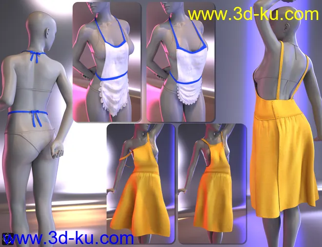 dForce Aprons Mega Pack for Genesis 8 and 8.1 Females模型的图片14