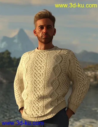 3D打印模型dForce Aran Sweater Outfit for Genesis 8 Males的图片