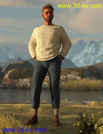 3D打印模型dForce Aran Sweater Outfit for Genesis 8 Males的图片