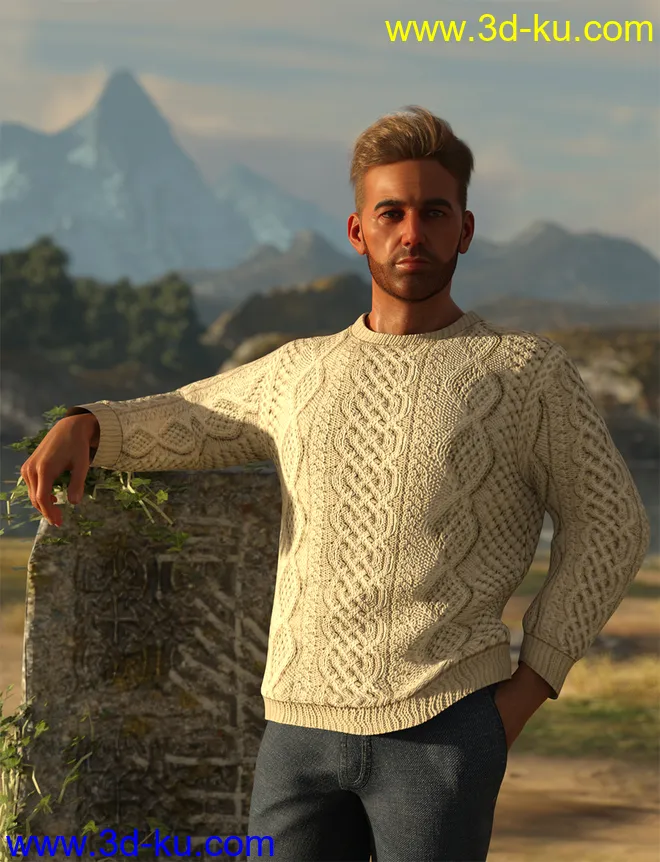 dForce Aran Sweater Outfit for Genesis 8 Males模型的图片5