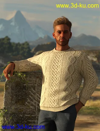 3D打印模型dForce Aran Sweater Outfit for Genesis 8 Males的图片