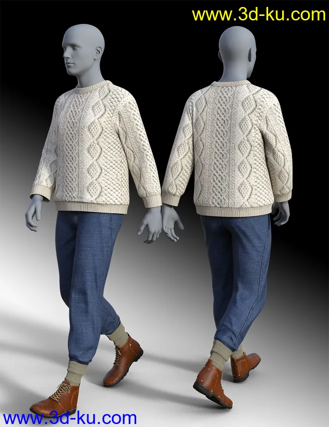 dForce Aran Sweater Outfit for Genesis 8 Males模型的图片6