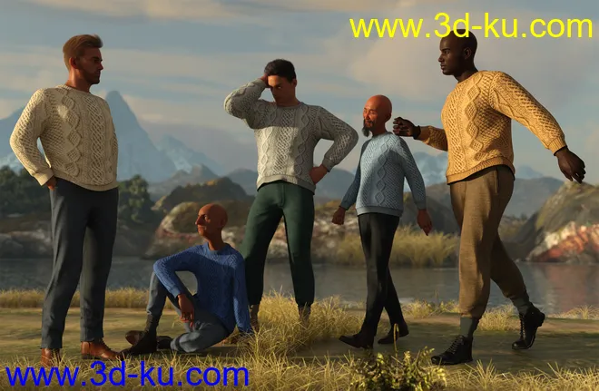 dForce Aran Sweater Outfit for Genesis 8 Males模型的图片8