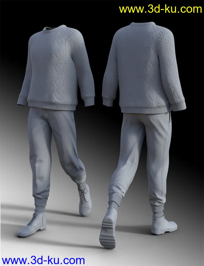 dForce Aran Sweater Outfit for Genesis 8 Males模型的图片9