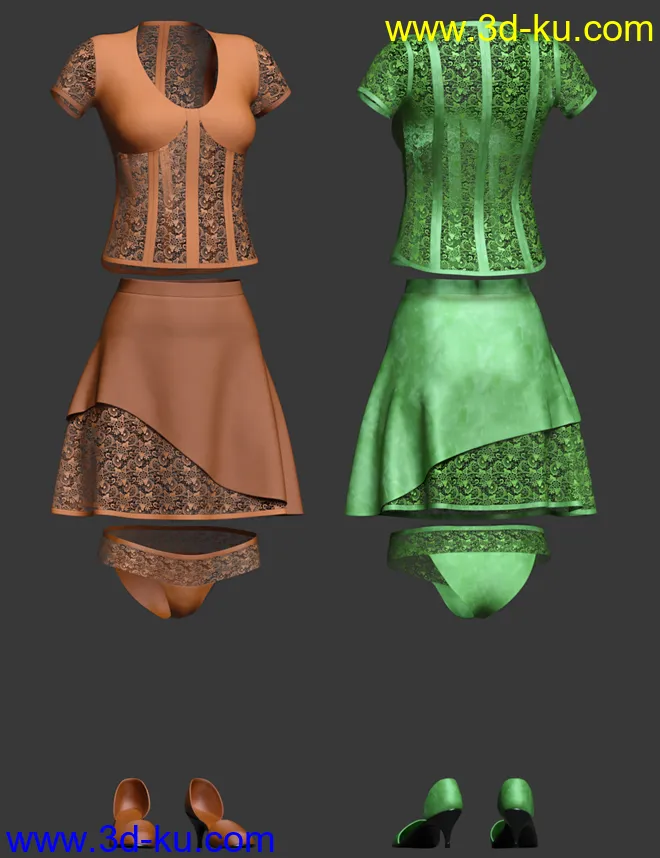 dForce Avant-garde Lace Outfit for Genesis 8 Female(s)模型的图片7