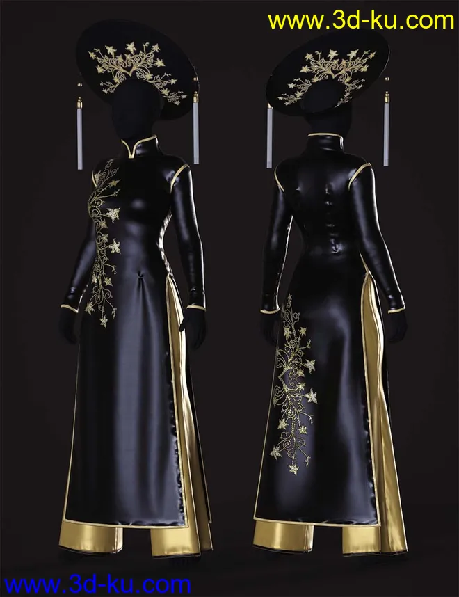 dForce Clara Vietnamese Princess Outfit Textures模型的图片2