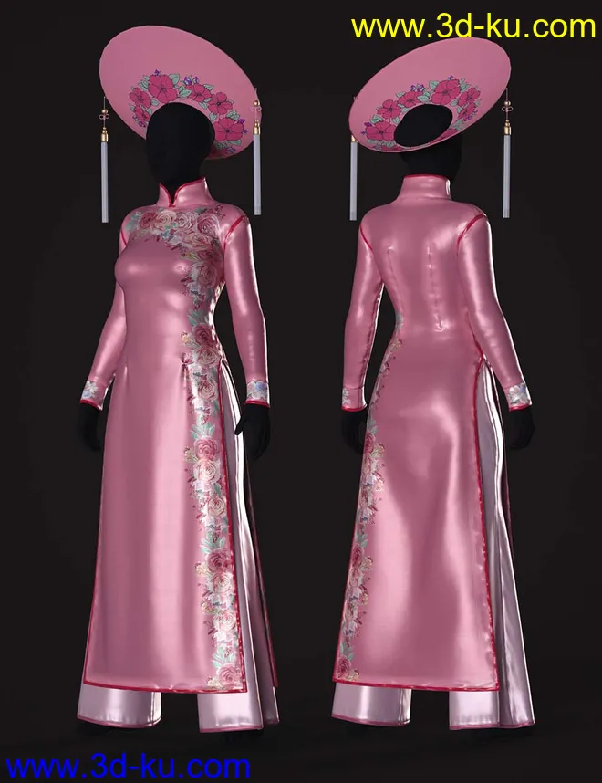 dForce Clara Vietnamese Princess Outfit Textures模型的图片3