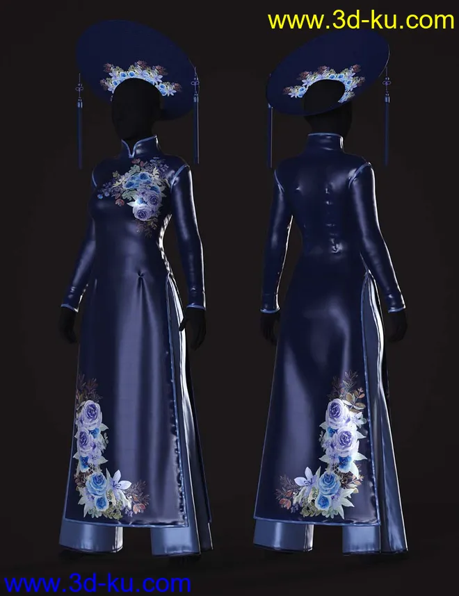 dForce Clara Vietnamese Princess Outfit Textures模型的图片4