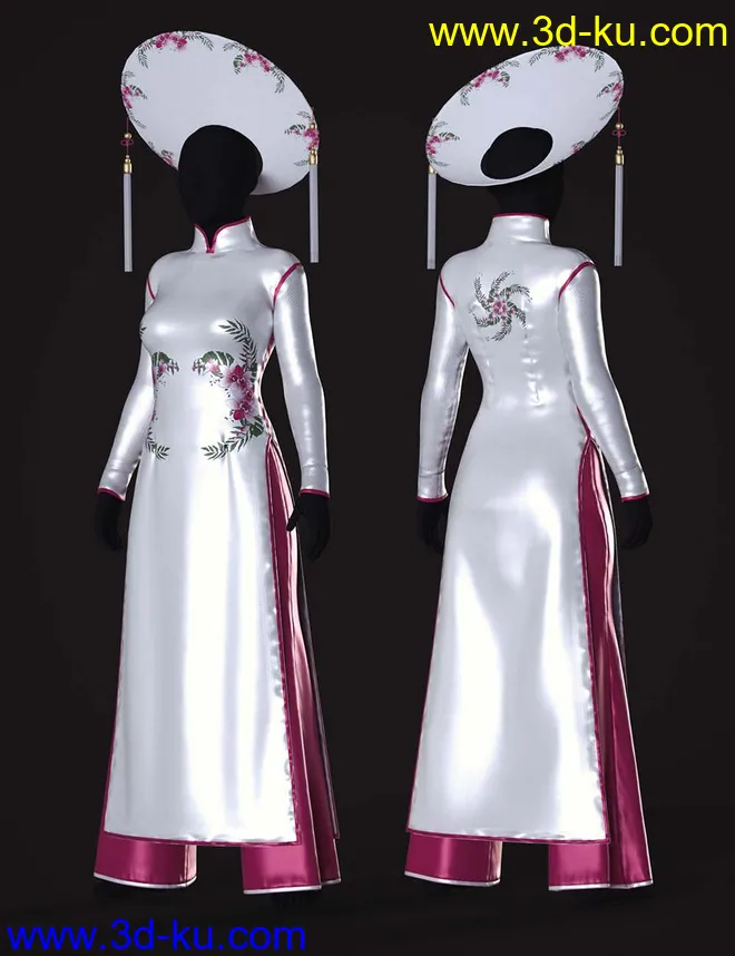 dForce Clara Vietnamese Princess Outfit Textures模型的图片6