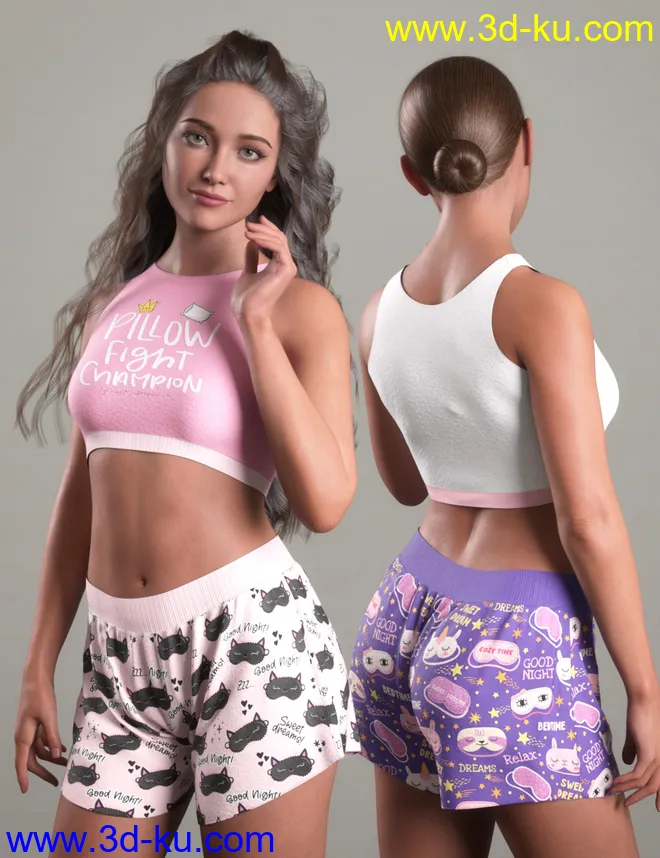 dForce Comfy Homewear Outfit for Genesis 8 and 8.1 Females模型的图片1