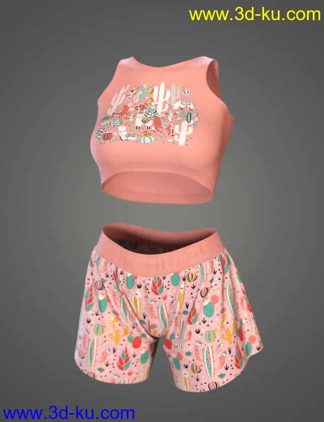 dForce Comfy Homewear Outfit for Genesis 8 and 8.1 Females模型的图片3