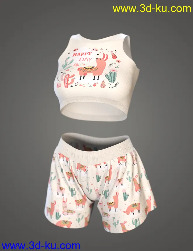 dForce Comfy Homewear Outfit for Genesis 8 and 8.1 Females模型的图片4