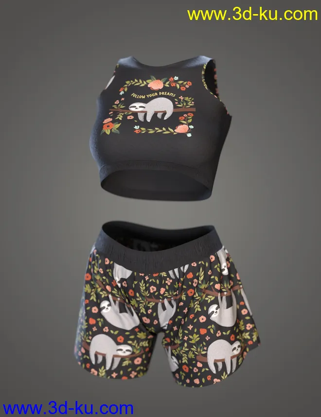 dForce Comfy Homewear Outfit for Genesis 8 and 8.1 Females模型的图片10
