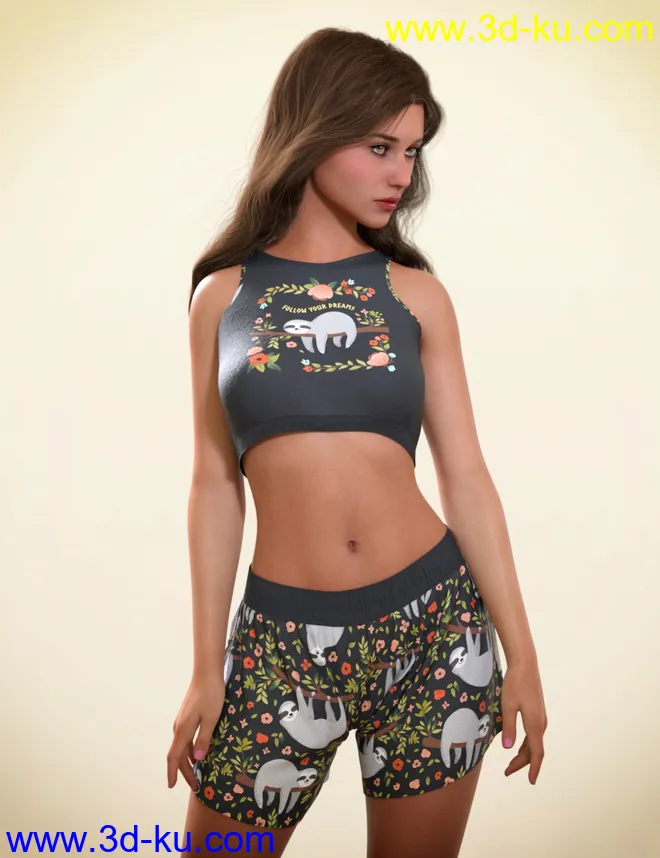 dForce Comfy Homewear Outfit for Genesis 8 and 8.1 Females模型的图片11