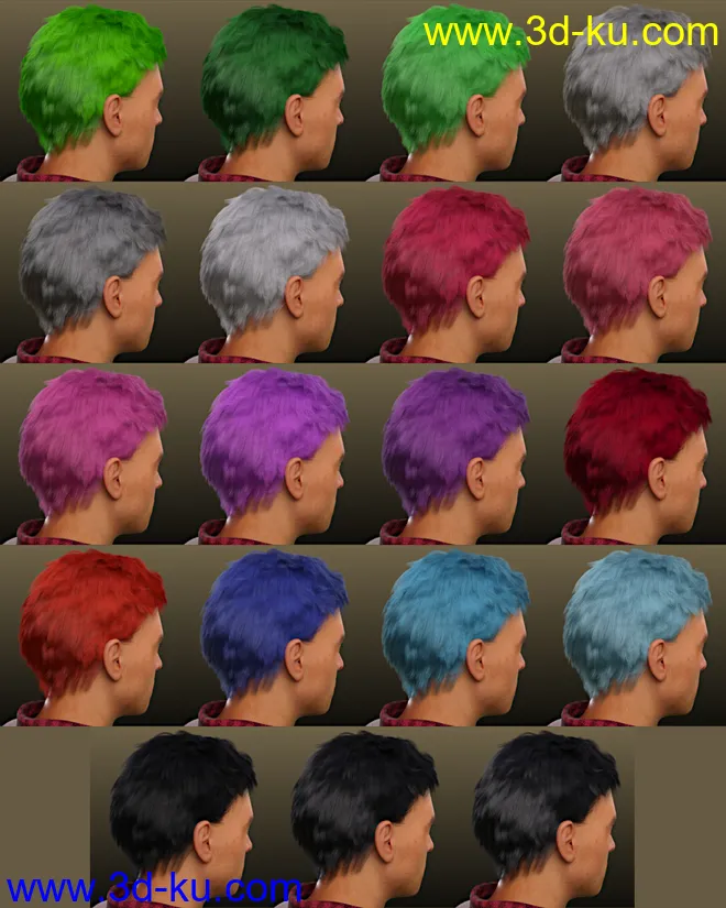 dForce Dion Hair for Genesis 8 & 3 Male(s)模型的图片10