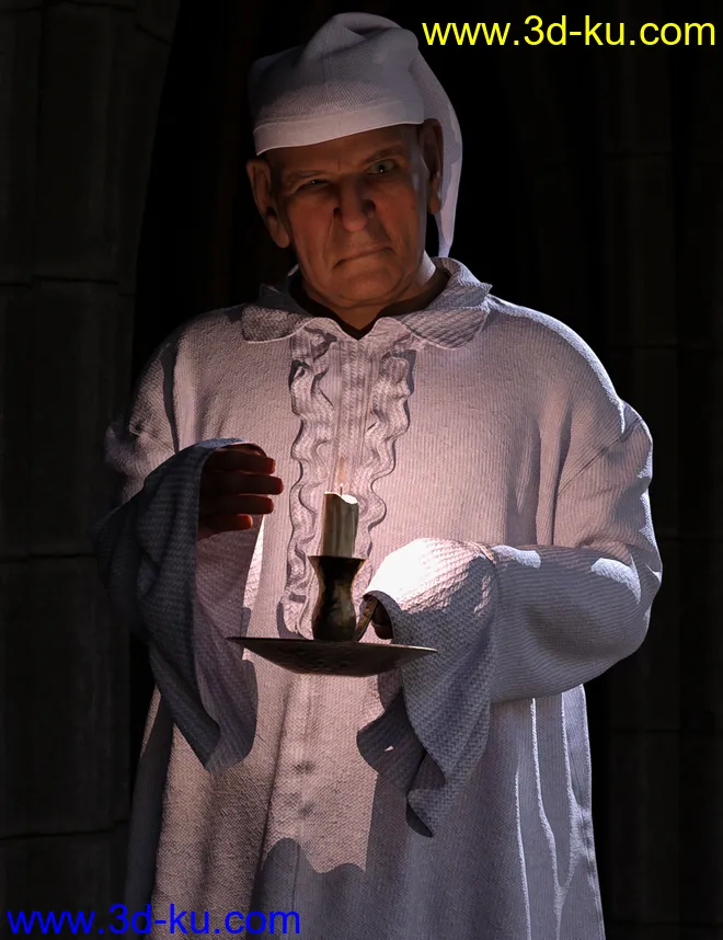 dForce Ebenezer Scrooge NightDress Outfit For Genesis 8 and Genesis 8.1 Males模型的图片1
