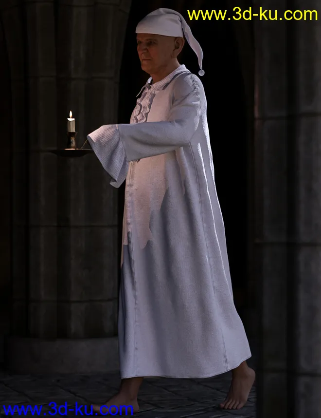 dForce Ebenezer Scrooge NightDress Outfit For Genesis 8 and Genesis 8.1 Males模型的图片2