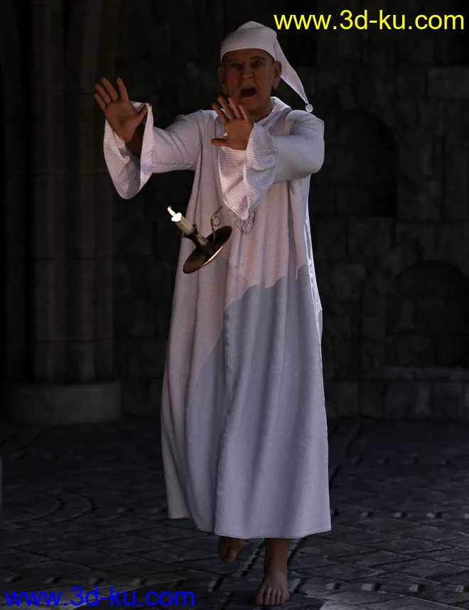 dForce Ebenezer Scrooge NightDress Outfit For Genesis 8 and Genesis 8.1 Males模型的图片3
