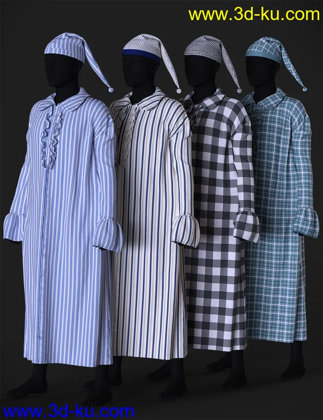 dForce Ebenezer Scrooge NightDress Outfit Textures模型的图片1