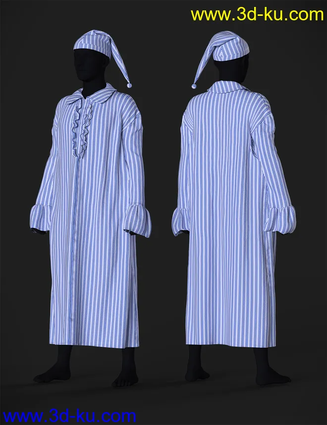 dForce Ebenezer Scrooge NightDress Outfit Textures模型的图片3