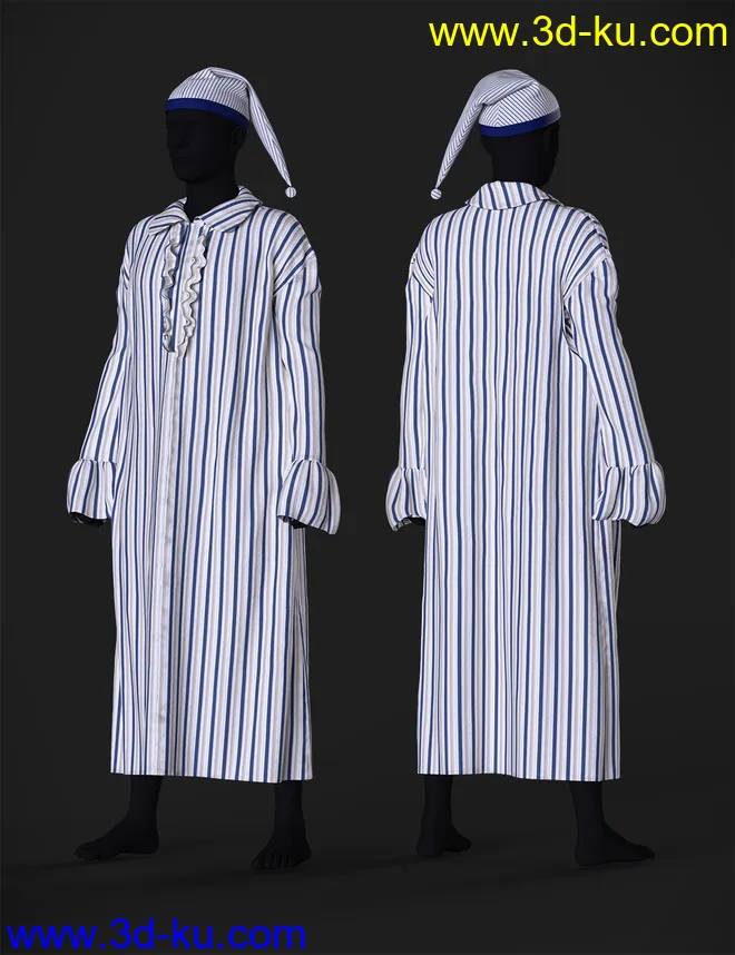 dForce Ebenezer Scrooge NightDress Outfit Textures模型的图片4