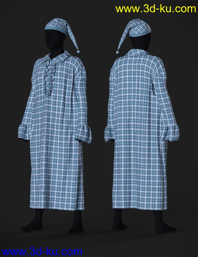 dForce Ebenezer Scrooge NightDress Outfit Textures模型的图片5