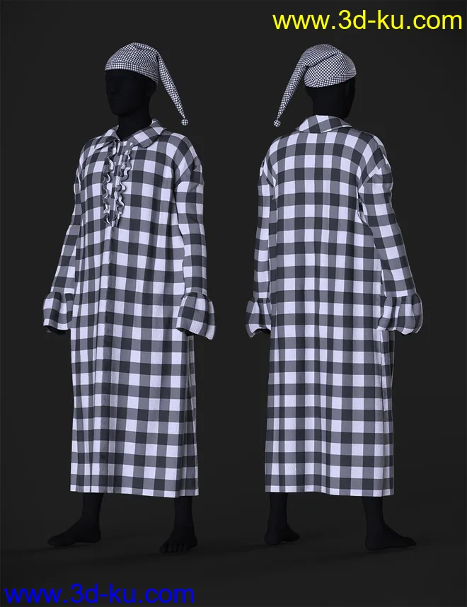dForce Ebenezer Scrooge NightDress Outfit Textures模型的图片6