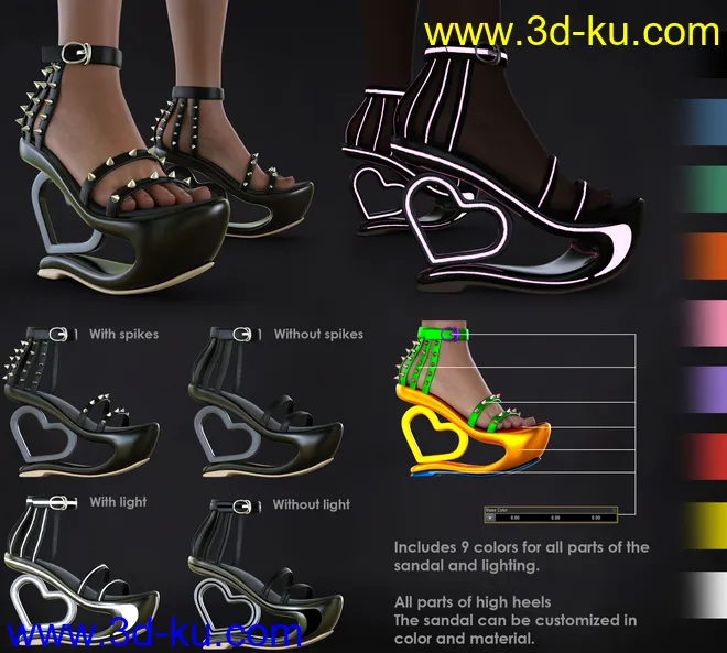 dForce Gothic Punk Outfit Textures模型的图片2