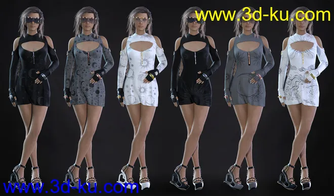 dForce Gothic Punk Outfit Textures模型的图片7