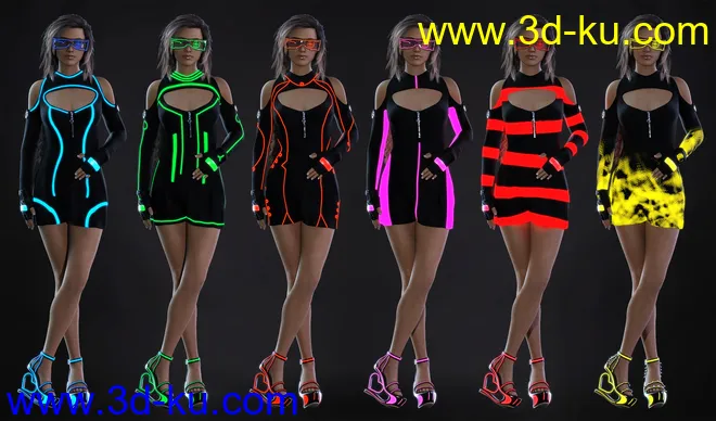 dForce Gothic Punk Outfit Textures模型的图片8