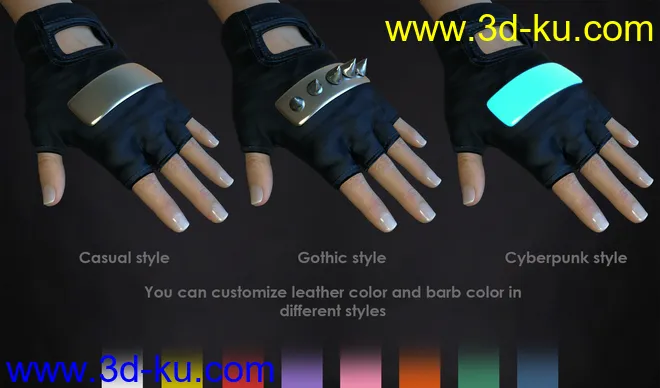 dForce Gothic Punk Outfit Textures模型的图片10