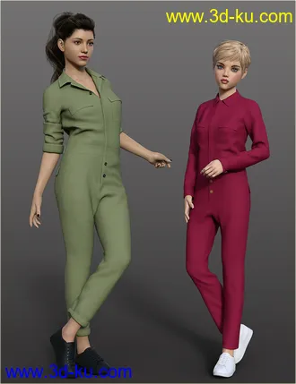3D打印模型dForce H&C Coverall jumpsuit outfits for Genesis 8 Female(s)的图片
