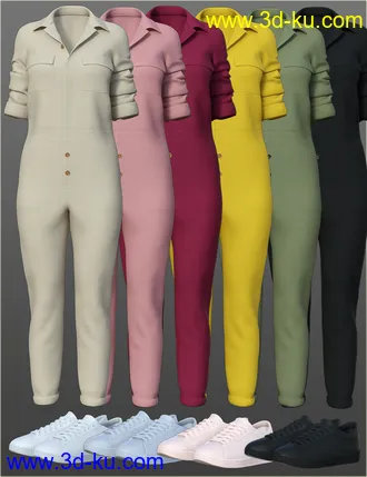 3D打印模型dForce H&C Coverall jumpsuit outfits for Genesis 8 Female(s)的图片
