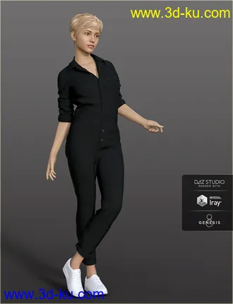 3D打印模型dForce H&C Coverall jumpsuit outfits for Genesis 8 Female(s)的图片